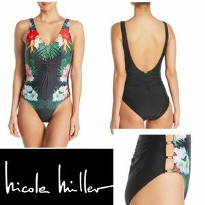 Nicole Miller Floral Side Cadging Swimwear